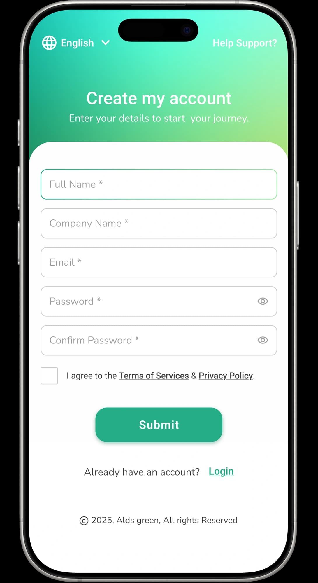 Register your account